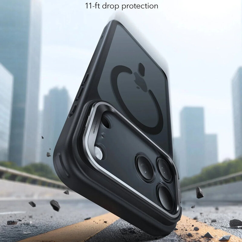 Husa iPhone 17 Pro ESR Classic Hybrid HaloLock Kickstand, negru frost