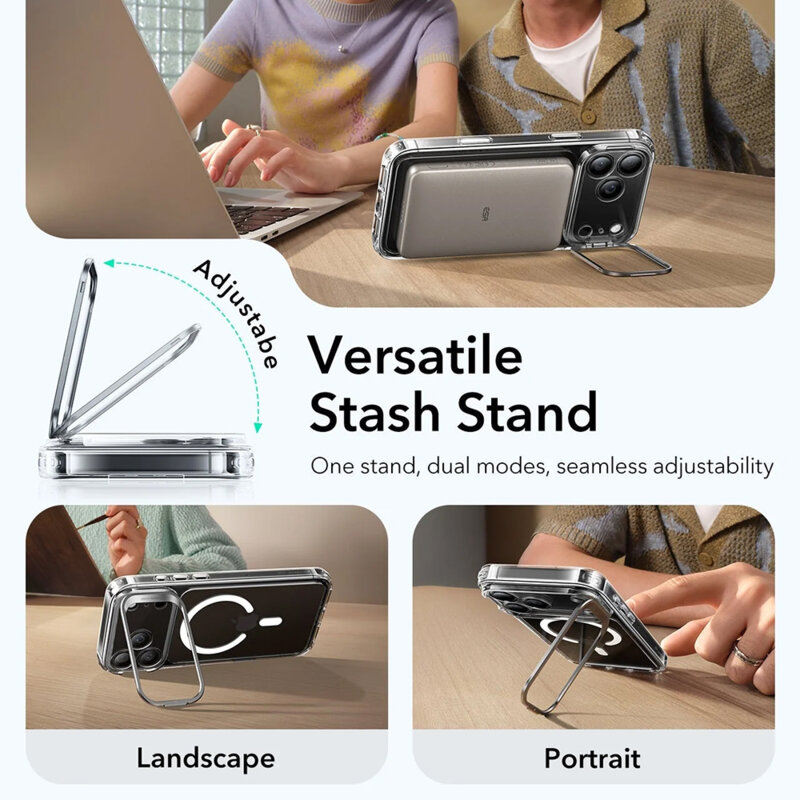 Husa iPhone 17 Pro ESR Classic Hybrid HaloLock Kickstand, transparenta