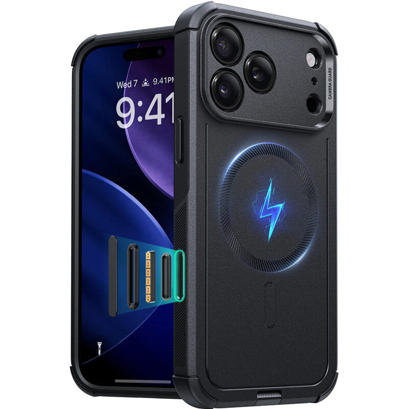 Husa iPhone 17 Pro Max ESR Cyber Halolock, negru