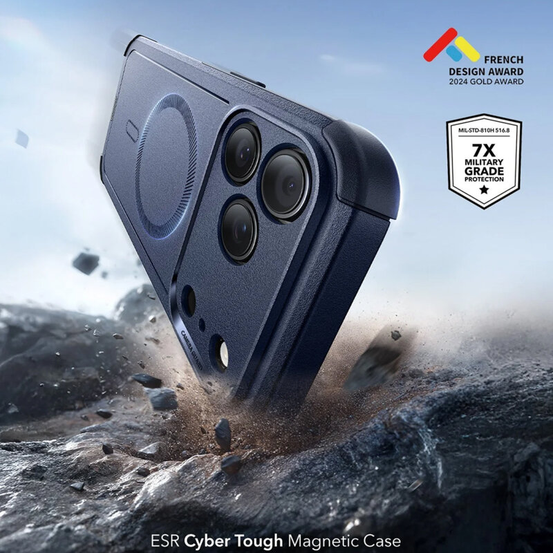 Husa iPhone 17 Pro ESR Cyber Halolock, albastru