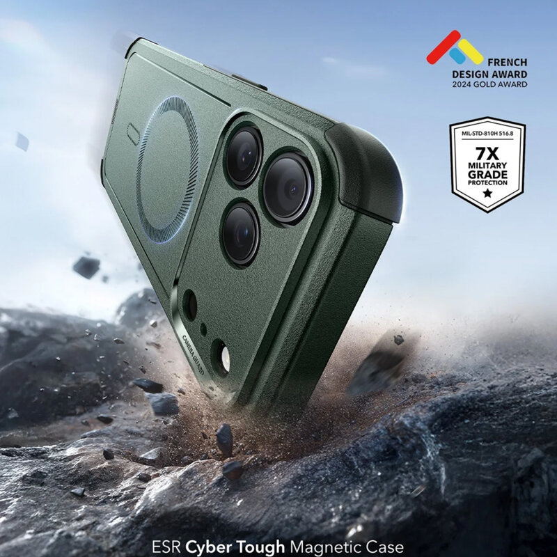 Husa iPhone 17 Pro Max ESR Cyber Halolock, verde