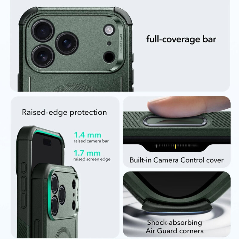 Husa iPhone 17 Pro Max ESR Cyber Halolock, verde
