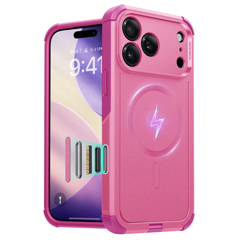 Husa iPhone 17 Pro Max ESR Cyber Halolock, roz