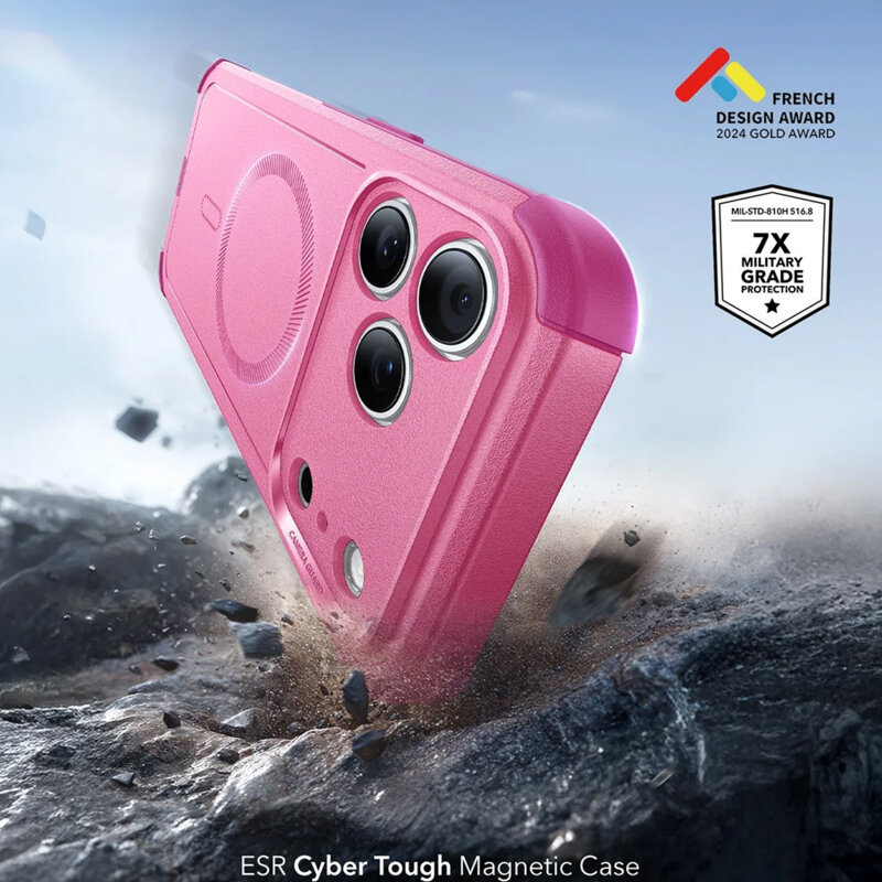 Husa iPhone 17 Pro Max ESR Cyber Halolock, roz