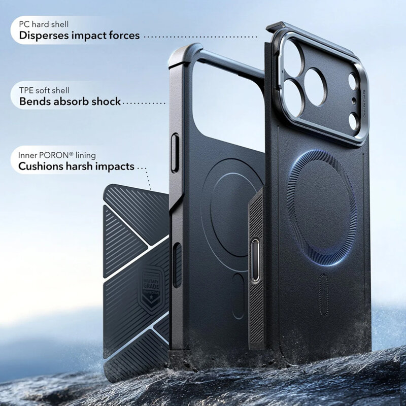 Husa iPhone 17 Pro ESR Cyber Armor Kickstand, negru