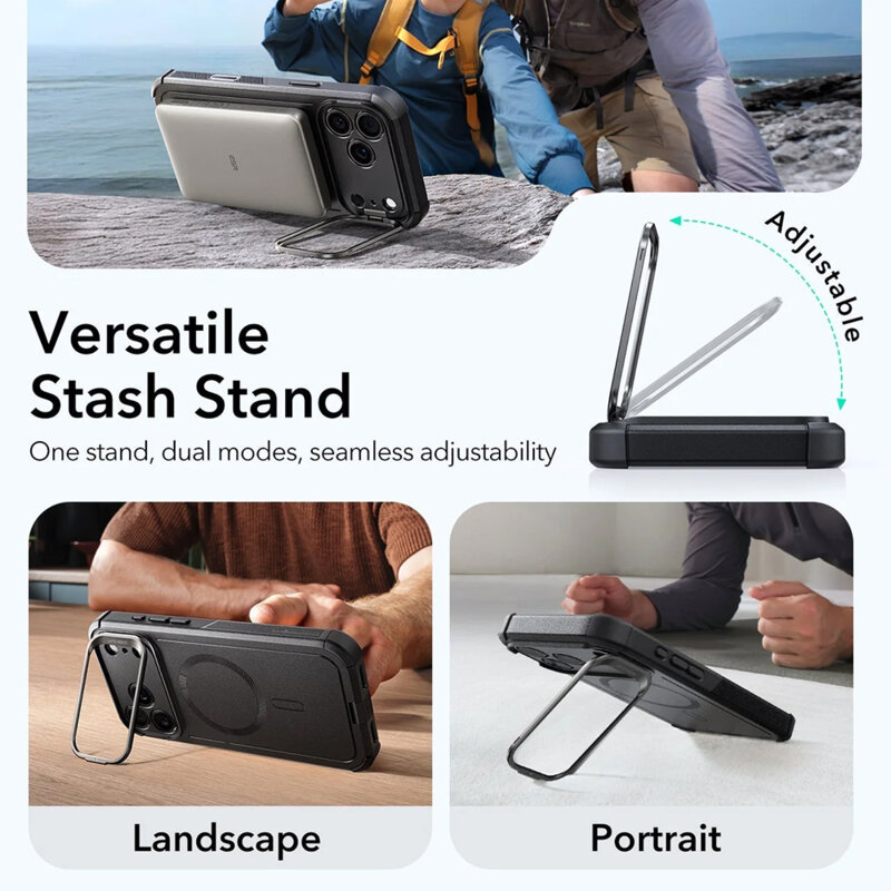 Husa iPhone 17 Pro Max ESR Cyber Armor Kickstand, negru