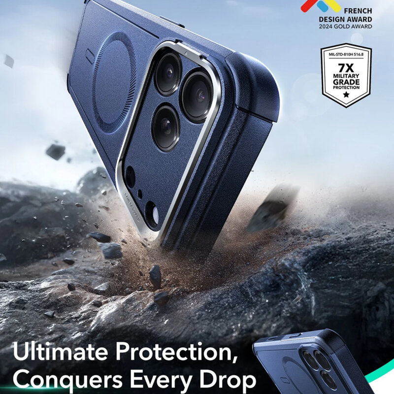 Husa iPhone 17 Pro ESR Cyber Armor Kickstand, albastru