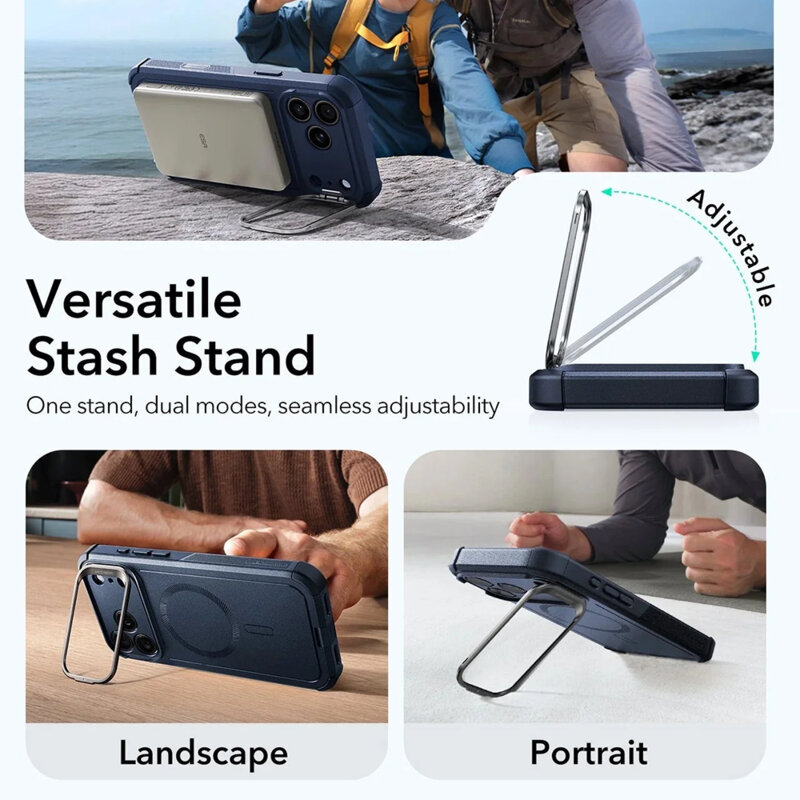 Husa iPhone 17 Pro Max ESR Cyber Armor Kickstand, albastru