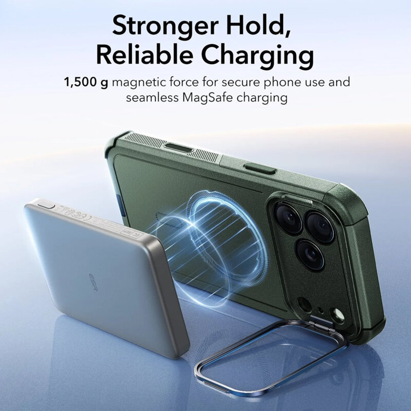 Husa iPhone 17 Pro Max ESR Cyber Armor Kickstand, verde