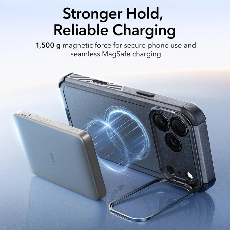 Husa iPhone 17 Pro ESR Cyber Armor Kickstand, gri