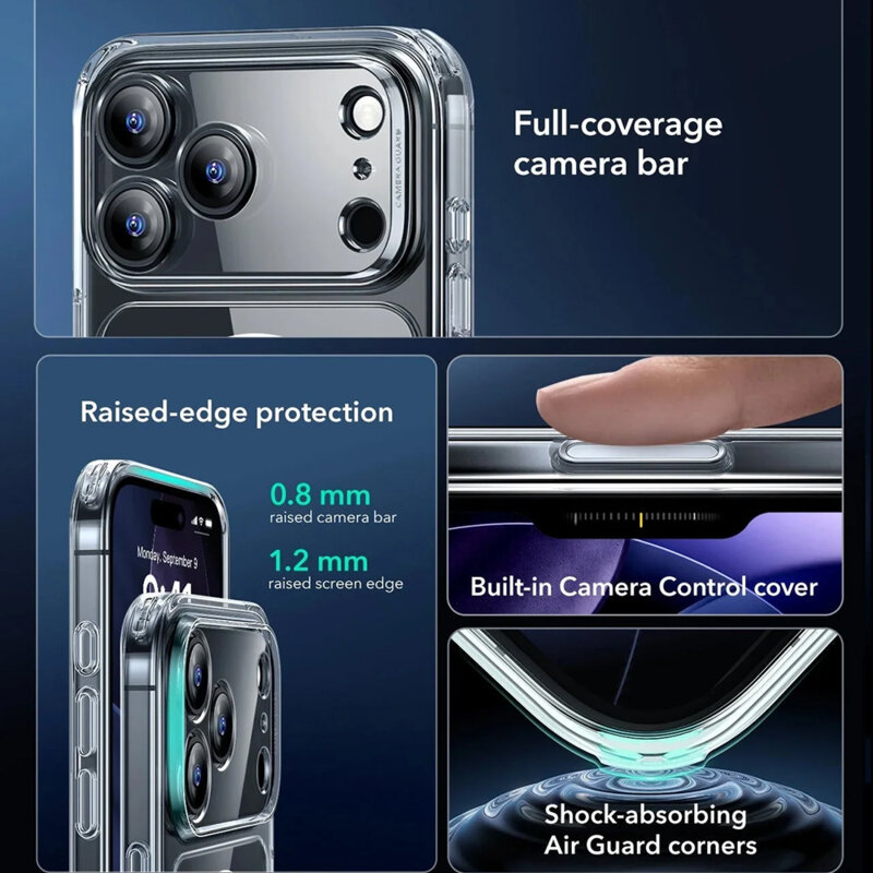 Husa iPhone 17 Pro ESR Classic Hybrid HaloLock, transparenta