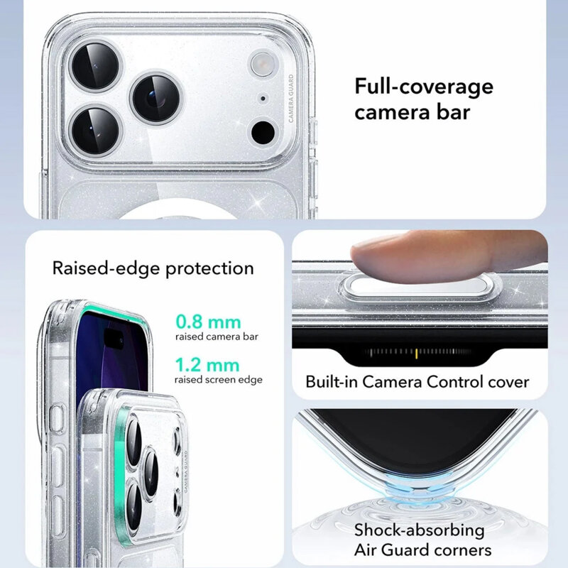 Husa iPhone 17 Pro Max ESR Classic Hybrid HaloLock, transparenta