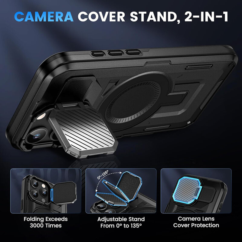 Husa iPhone 17 protectie camera Techsuit CamVault MagSafe, negru