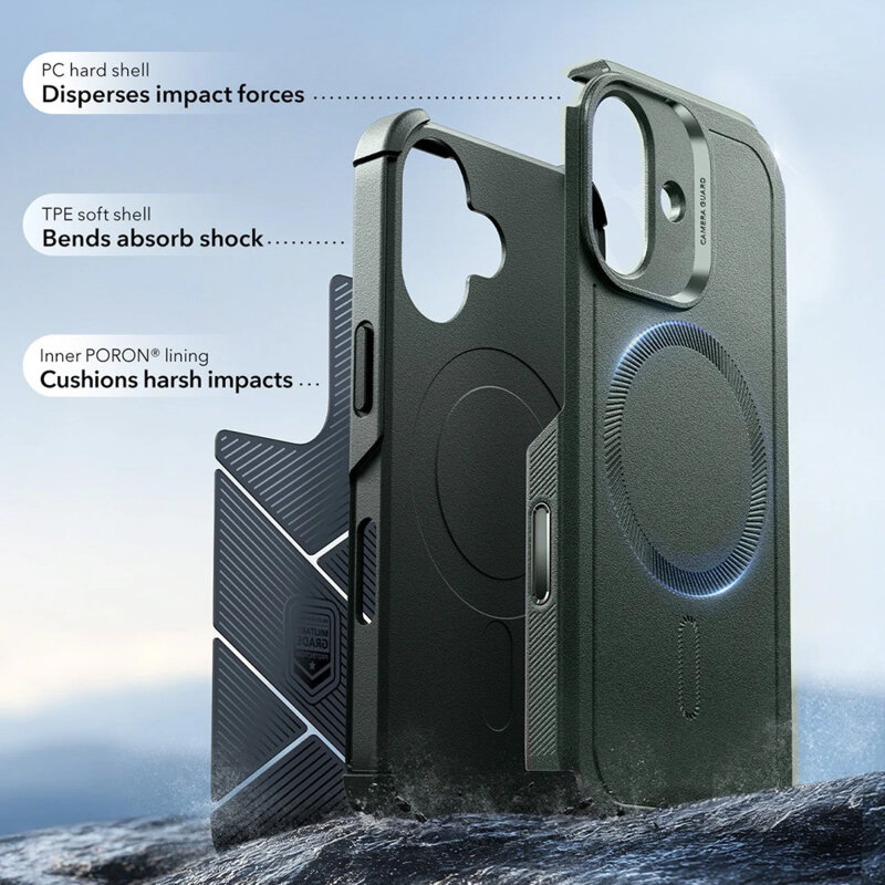 Husa iPhone 17 ESR Cyber Halolock, verde