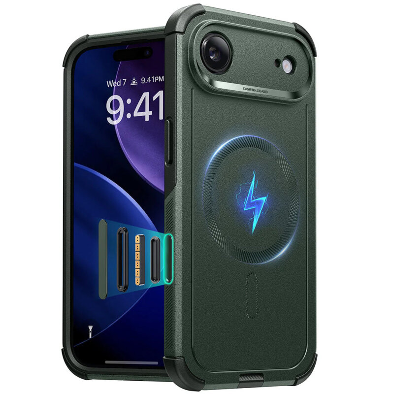 Husa iPhone 17 Air ESR Cyber Halolock, verde