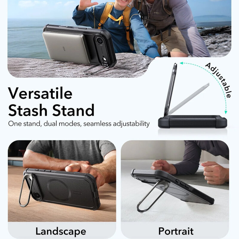 Husa iPhone 17 Air ESR Cyber Armor Kickstand, negru