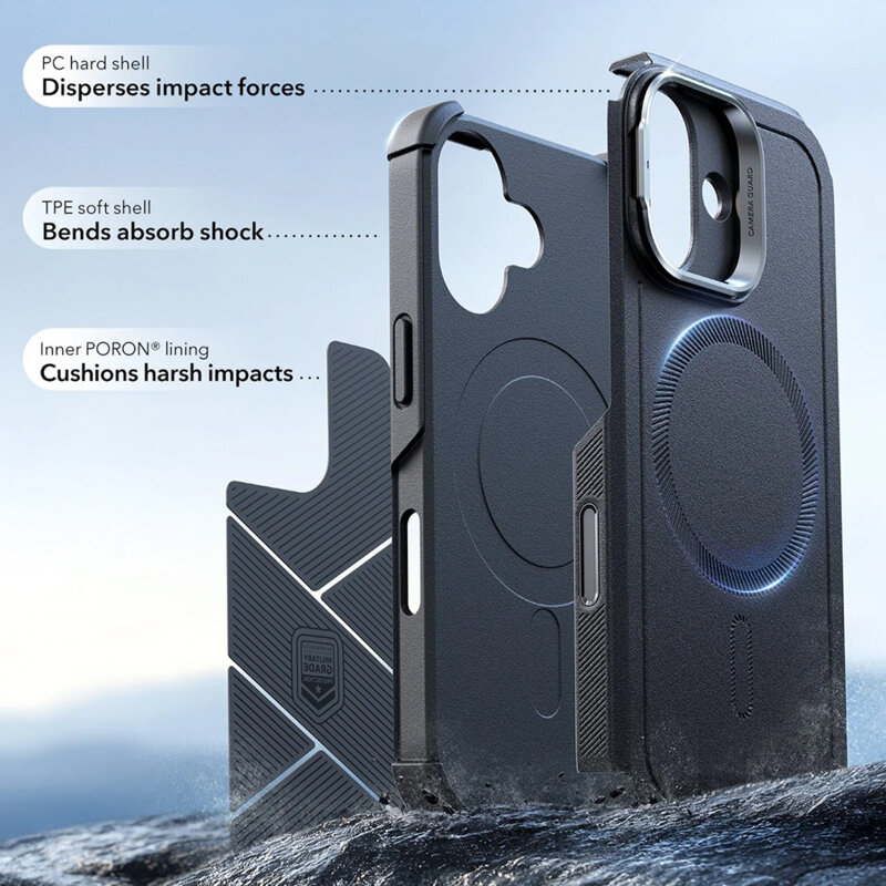 Husa iPhone 17 ESR Cyber Armor Kickstand, negru