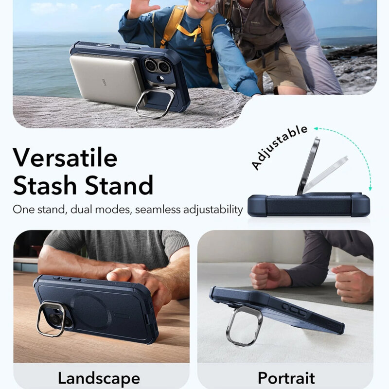 Husa iPhone 17 ESR Cyber Armor Kickstand, albastru