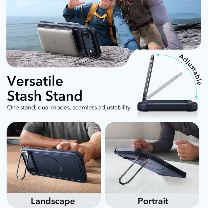 Husa iPhone 17 Air ESR Cyber Armor Kickstand, albastru