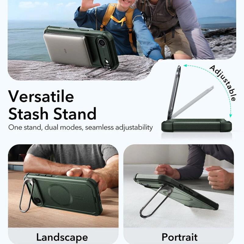 Husa iPhone 17 Air ESR Cyber Armor Kickstand, verde