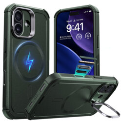 Husa iPhone 17 ESR Cyber Armor Kickstand, verde