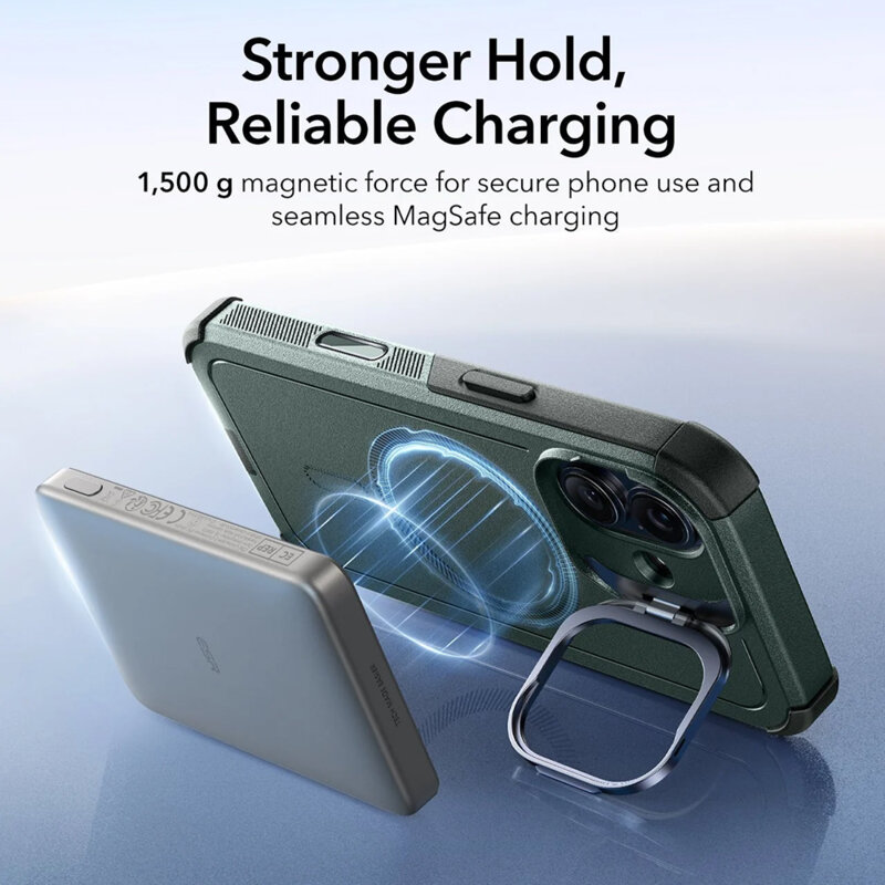 Husa iPhone 17 ESR Cyber Armor Kickstand, verde