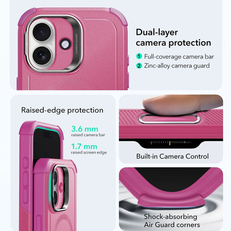 Husa iPhone 17 ESR Cyber Armor Kickstand, roz