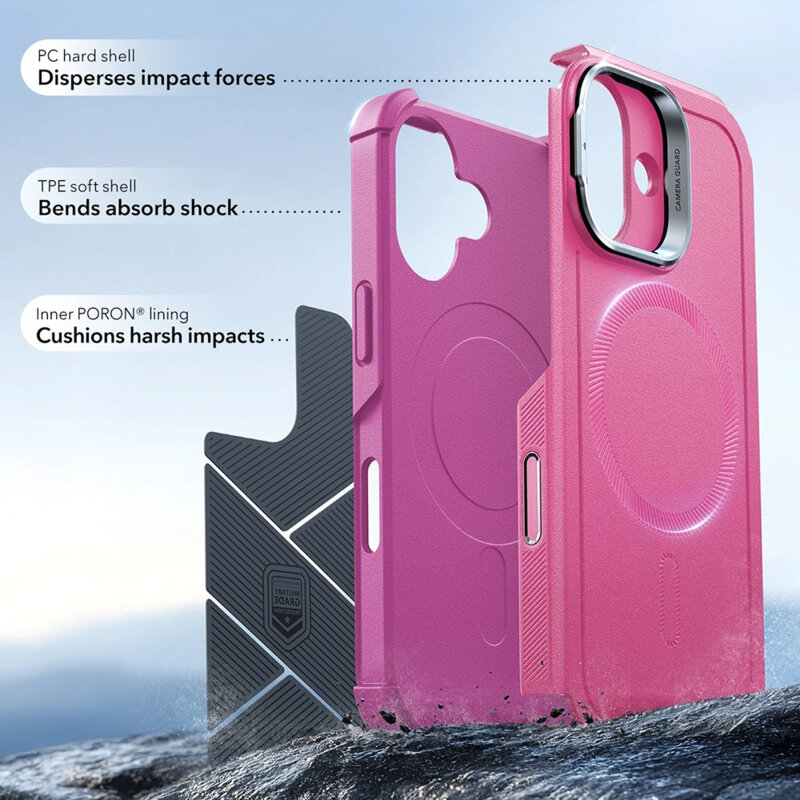 Husa iPhone 17 ESR Cyber Armor Kickstand, roz