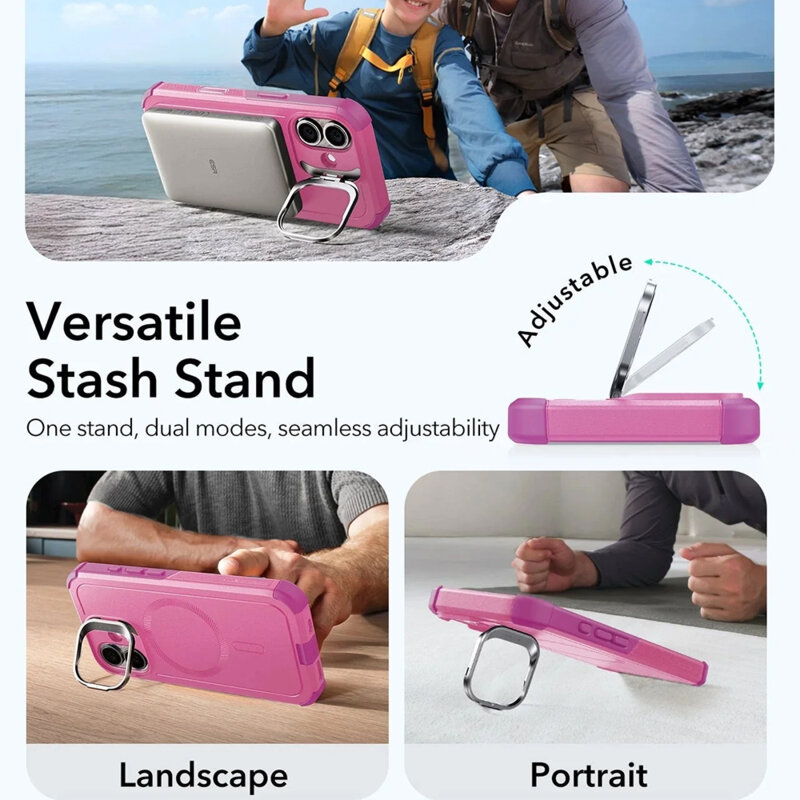 Husa iPhone 17 ESR Cyber Armor Kickstand, roz