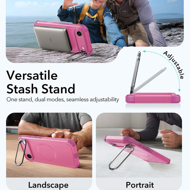 Husa iPhone 17 Air ESR Cyber Armor Kickstand, roz