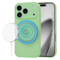 Husa silicon iPhone 17 Pro Techsuit SoftFlex MagSafe, verde deschis