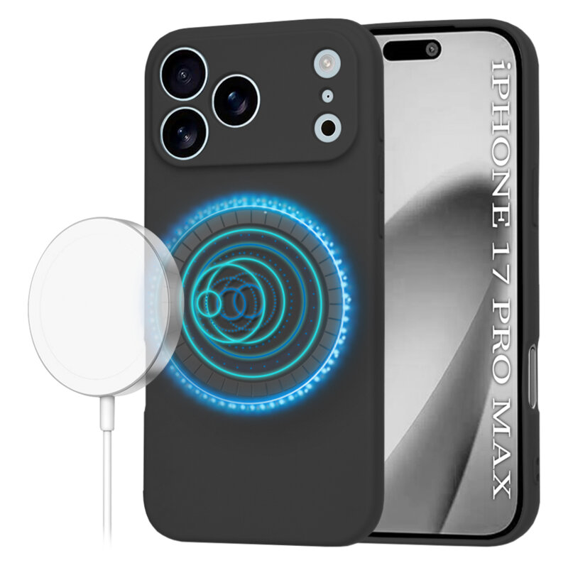 Husa silicon iPhone 17 Pro Max Techsuit SoftFlex MagSafe, negru
