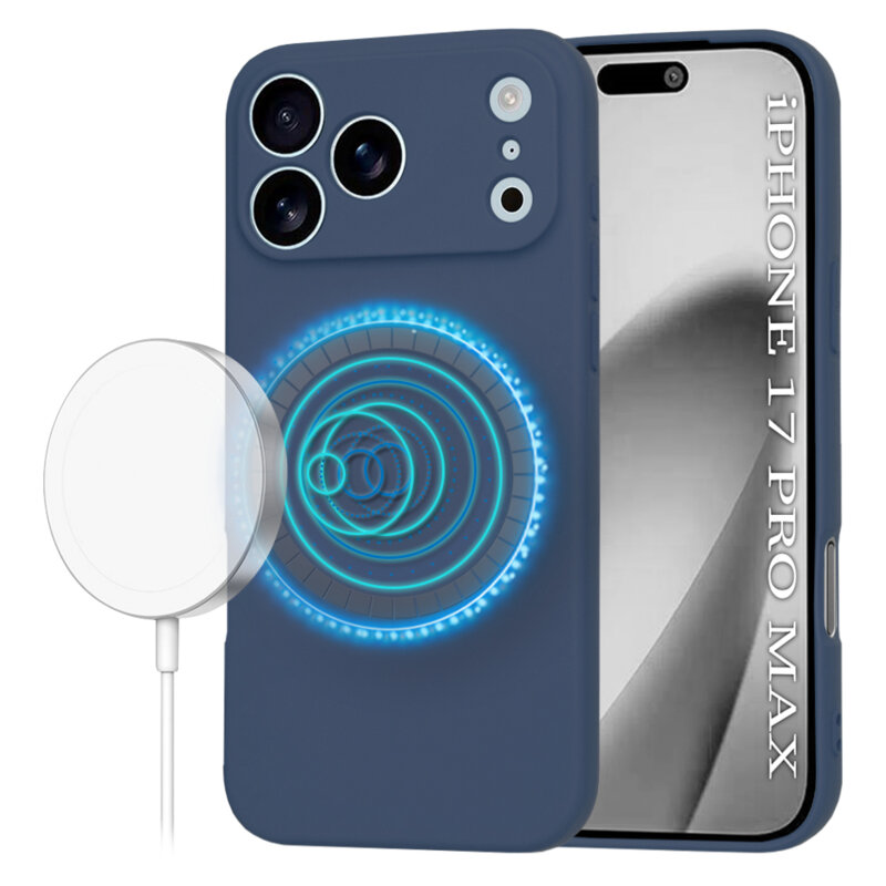 Husa silicon iPhone 17 Pro Max Techsuit SoftFlex MagSafe, bleumarin