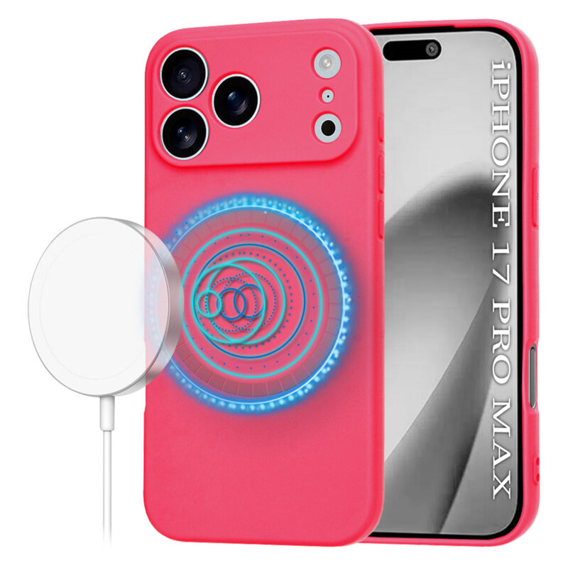Husa silicon iPhone 17 Pro Max Techsuit SoftFlex MagSafe, fucsia