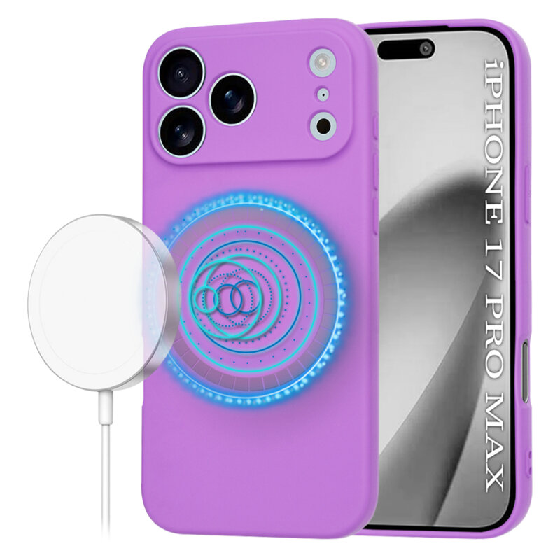 Husa silicon iPhone 17 Pro Max Techsuit SoftFlex MagSafe, mov