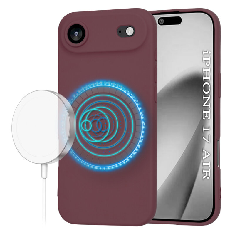 Husa silicon iPhone 17 Air Techsuit SoftFlex MagSafe, bordo