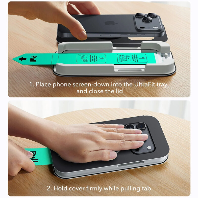 [Pachet 3x] Folie sticla iPhone 17 Pro ESR Tempered Glass UltraFit, negru