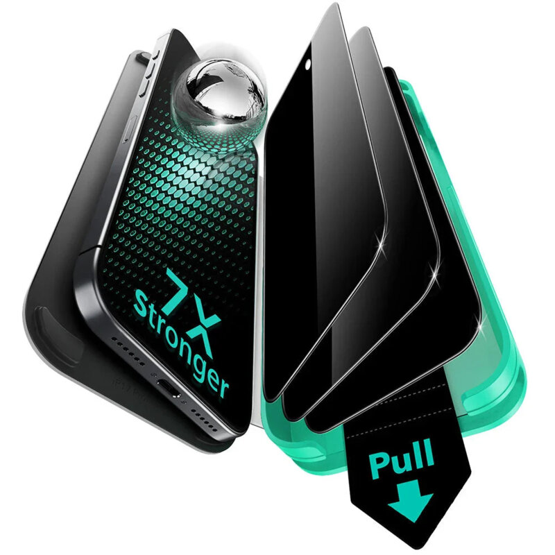 [Pachet 3x] Folie sticla iPhone 17 Pro ESR Privacy Armorite Screen Protector UltraFit, negru