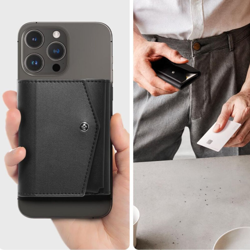 Portofel magnetic MagSafe 3 carduri, universal Spigen, negru