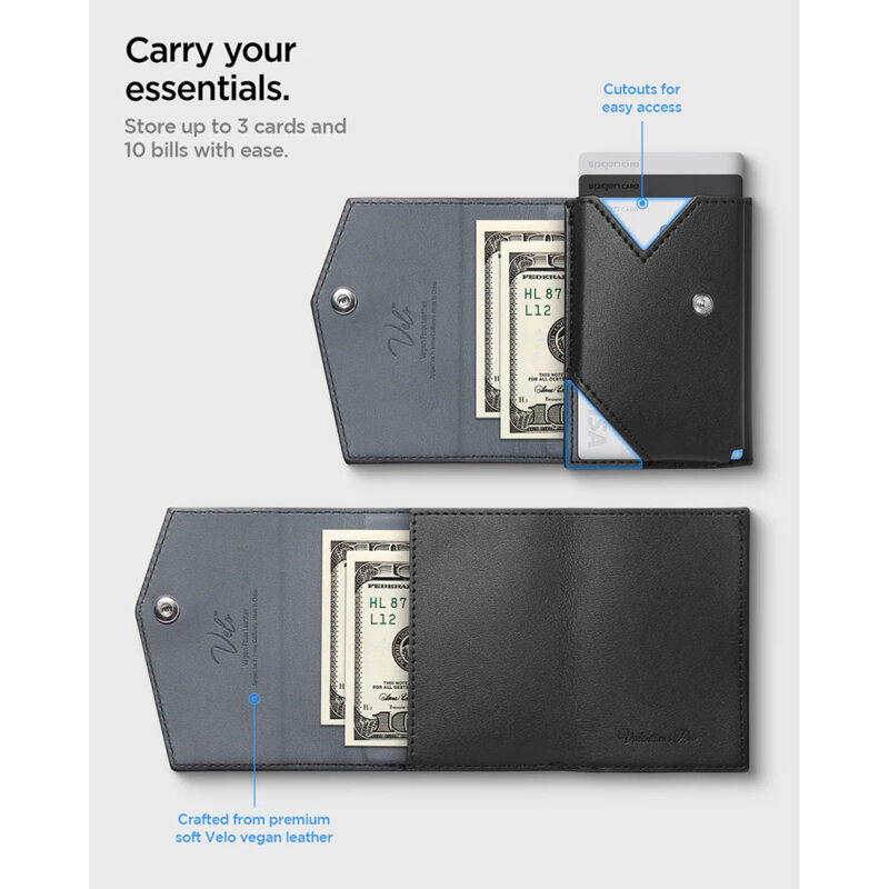 Portofel magnetic MagSafe 3 carduri, universal Spigen, negru