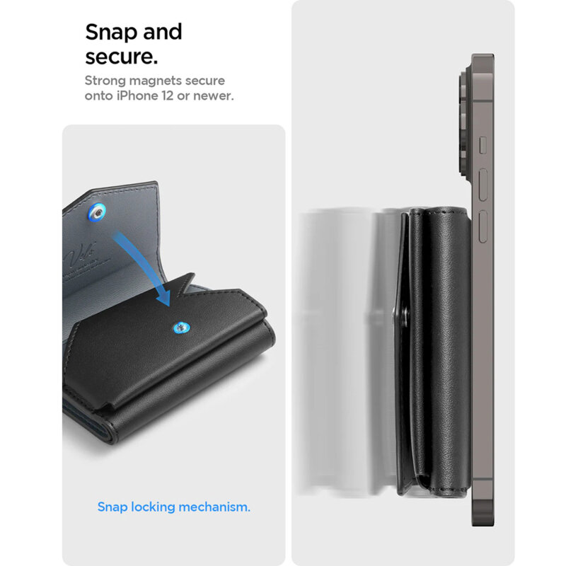 Portofel magnetic MagSafe 3 carduri, universal Spigen, negru