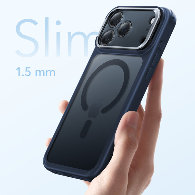 Husa iPhone 17 Pro Max ESR Classic Hybrid HaloLock Kickstand, bleu