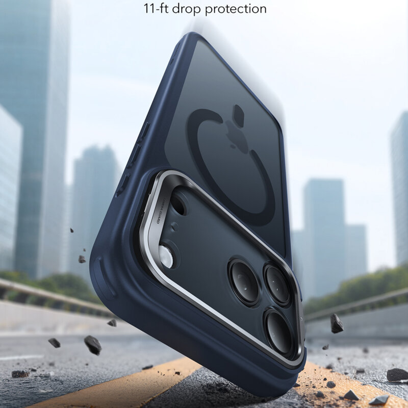 Husa iPhone 17 Pro ESR Classic Hybrid HaloLock Kickstand, bleu