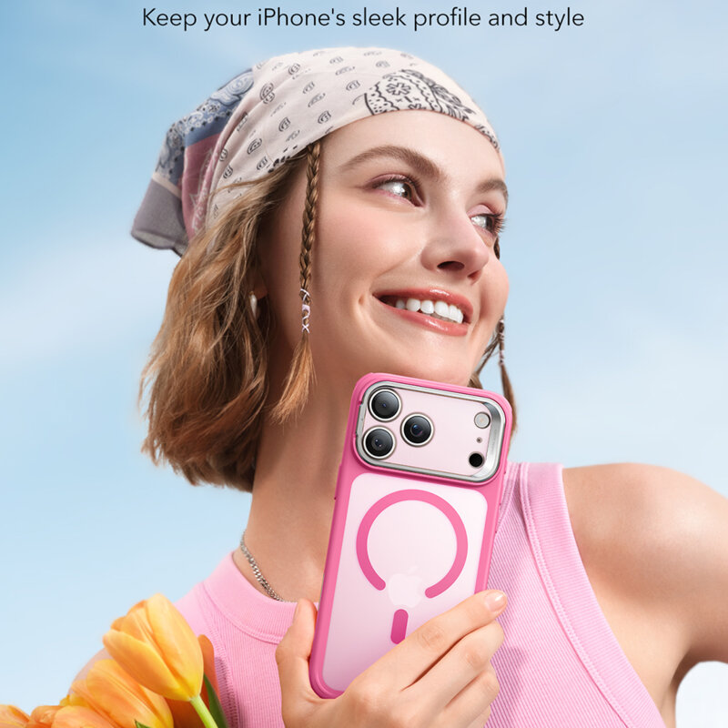 Husa iPhone 17 Pro Max ESR Classic Hybrid HaloLock Kickstand, roz