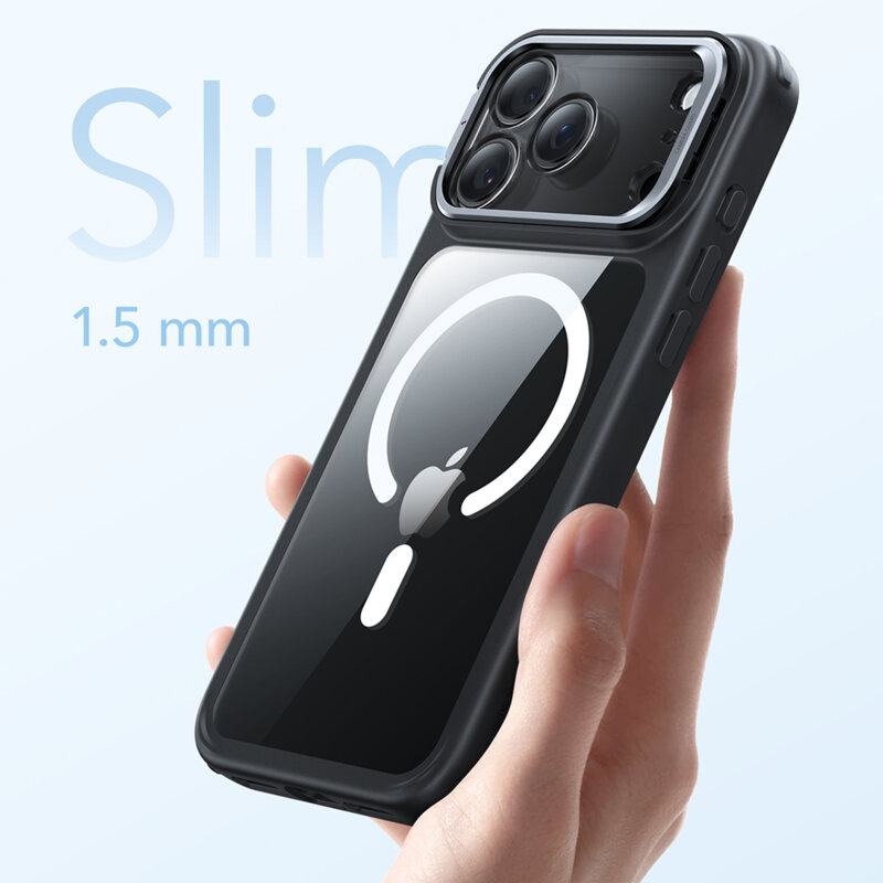 Husa iPhone 17 Pro Max ESR Classic Hybrid HaloLock Kickstand, negru/transparenta