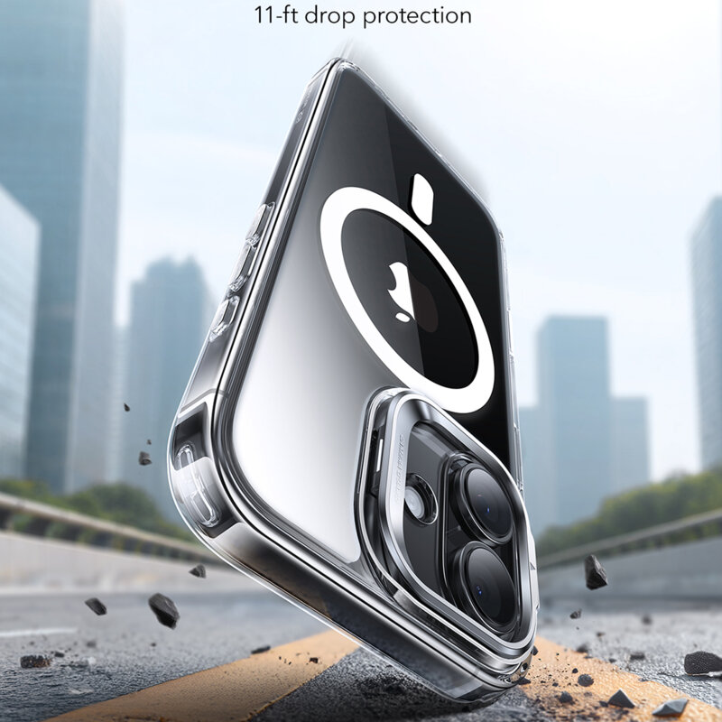 Husa iPhone 17 ESR Classic Hybrid HaloLock Kickstand, transparenta