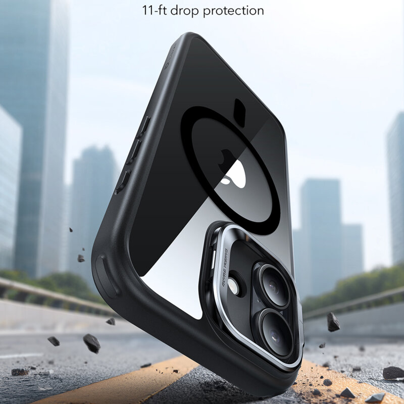 Husa iPhone 17 ESR Classic Hybrid HaloLock Kickstand, negru/transparenta