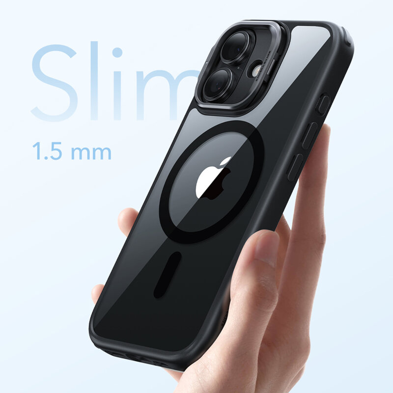 Husa iPhone 17 ESR Classic Hybrid HaloLock Kickstand, negru/transparenta