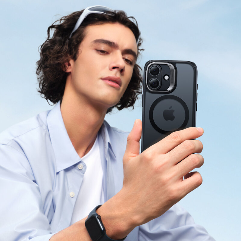 Husa iPhone 17 ESR Classic Hybrid HaloLock Kickstand, negru frost