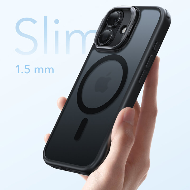 Husa iPhone 17 ESR Classic Hybrid HaloLock Kickstand, negru frost